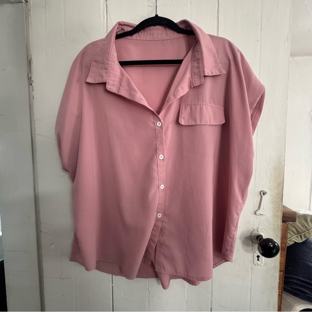 Women's Pink Button-Up Blouse